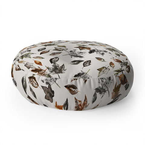 Ninola Design Autumn leaves Natural Floor Pillow Round