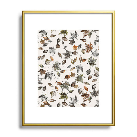 Ninola Design Autumn leaves Natural Metal Framed Art Print
