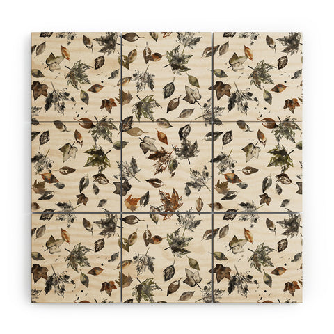 Ninola Design Autumn leaves Natural Wood Wall Mural