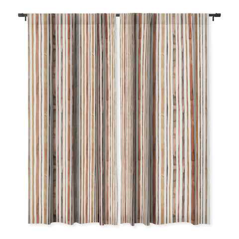 Ninola Design Autumn Terracotta Stripes Blackout Window Curtain
