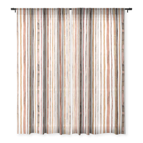 Ninola Design Autumn Terracotta Stripes Sheer Non Repeat