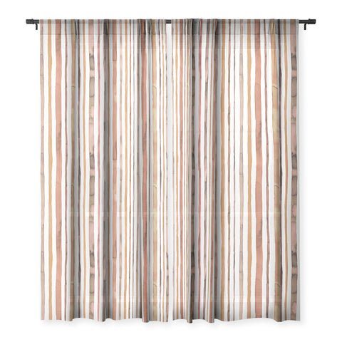 Ninola Design Autumn Terracotta Stripes Sheer Non Repeat
