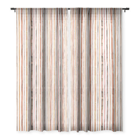 Ninola Design Autumn Terracotta Stripes Sheer Window Curtain