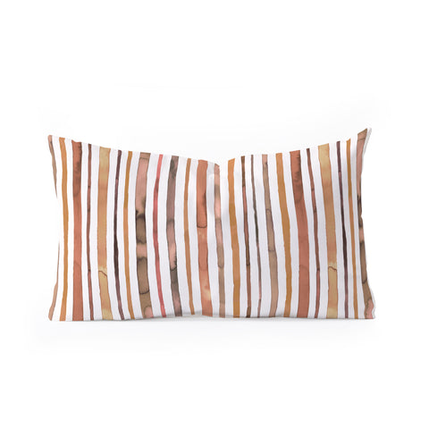 Ninola Design Autumn Terracotta Stripes Oblong Throw Pillow