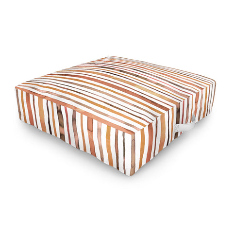 Ninola Design Autumn Terracotta Stripes Outdoor Floor Cushion