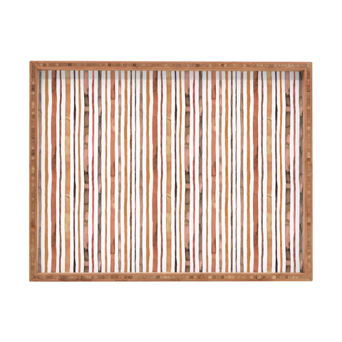 Ninola Design Autumn Terracotta Stripes Rectangular Tray