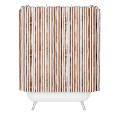Ninola Design Autumn Terracotta Stripes Shower Curtain