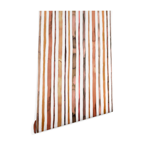 Ninola Design Autumn Terracotta Stripes Wallpaper