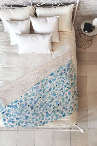 Ninola Design Baby bubbles dream soft blue circles Fleece Throw Blanket