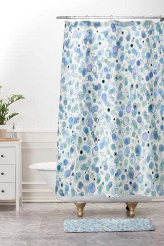 Ninola Design Baby bubbles dream soft blue circles Shower Curtain And Mat