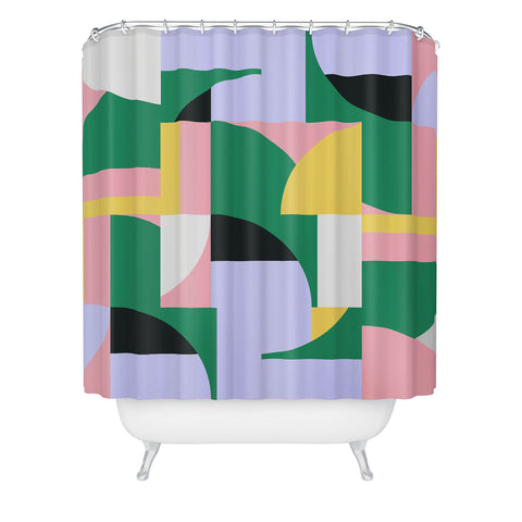 Ninola Design Bauhaus Shapes Spring Shower Curtain