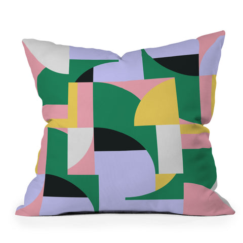 Ninola Design Bauhaus Shapes Spring Throw Pillow