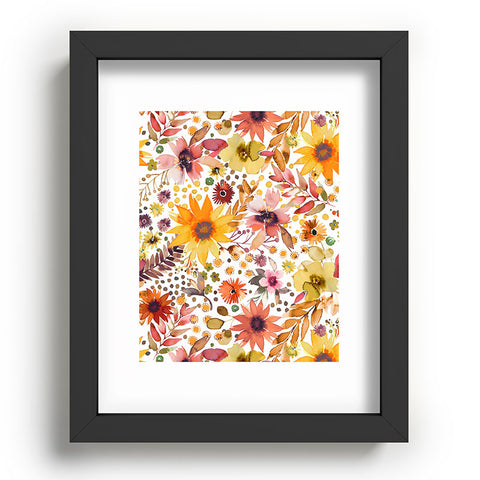 Ninola Design Big blooms flowers Gold Recessed Framing Rectangle