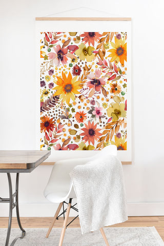 Ninola Design Big blooms flowers Gold Art Print And Hanger