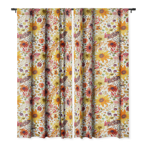 Ninola Design Big blooms flowers Gold Blackout Non Repeat