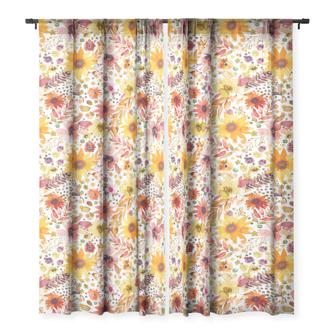 Ninola Design Big blooms flowers Gold Sheer Non Repeat