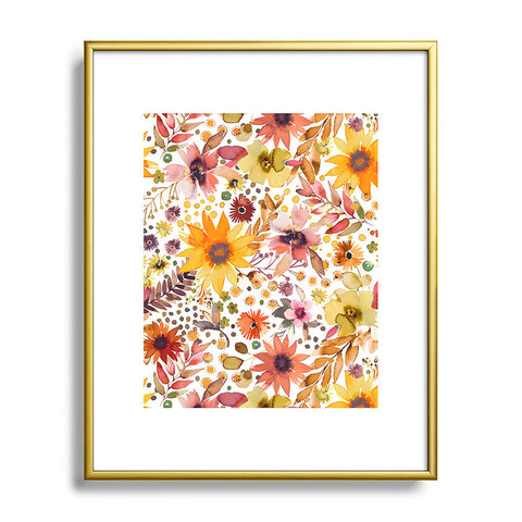 Ninola Design Big blooms flowers Gold Metal Framed Art Print