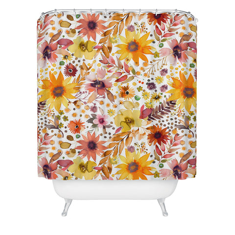 Ninola Design Big blooms flowers Gold Shower Curtain