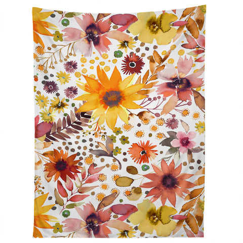 Ninola Design Big blooms flowers Gold Tapestry