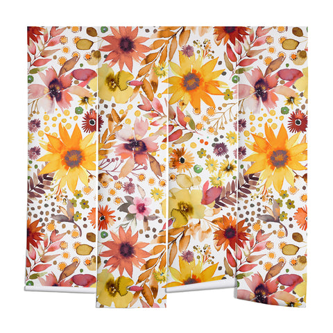 Ninola Design Big blooms flowers Gold Wall Mural