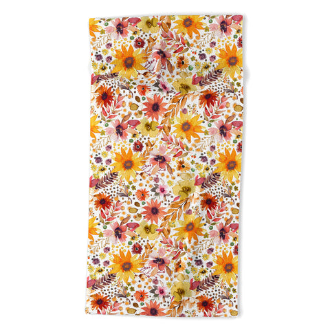 Ninola Design Big blooms flowers Gold Beach Towel