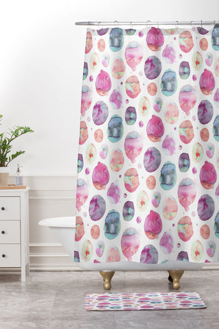 Ninola Design Big Watery Dots Pastel Shower Curtain And Mat