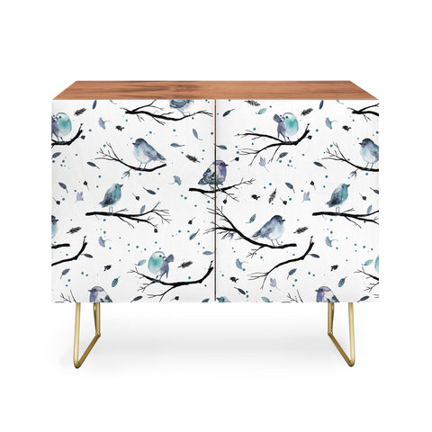 Ninola Design Birds Tree Branches Blue Credenza