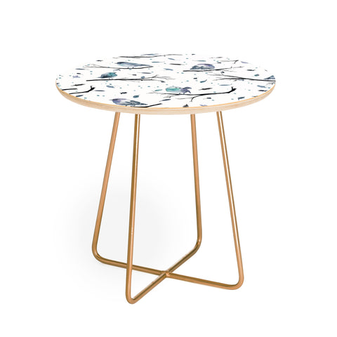 Ninola Design Birds Tree Branches Blue Round Side Table