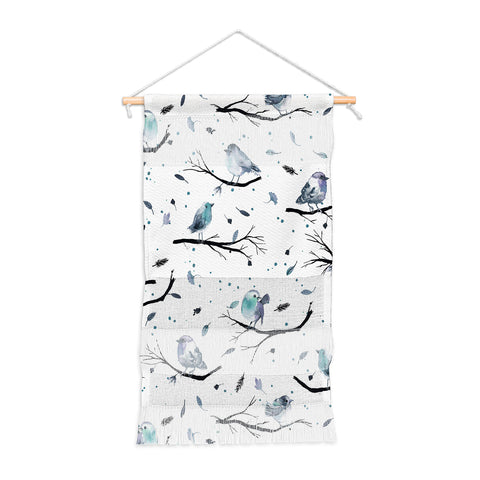 Ninola Design Birds Tree Branches Blue Wall Hanging Portrait