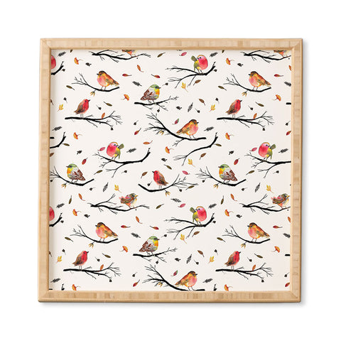 Ninola Design Birds Tree Branches Red Framed Wall Art