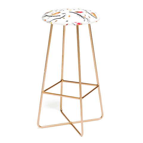 Ninola Design Birds Tree Branches Red Bar Stool