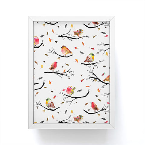 Ninola Design Birds Tree Branches Red Framed Mini Art Print