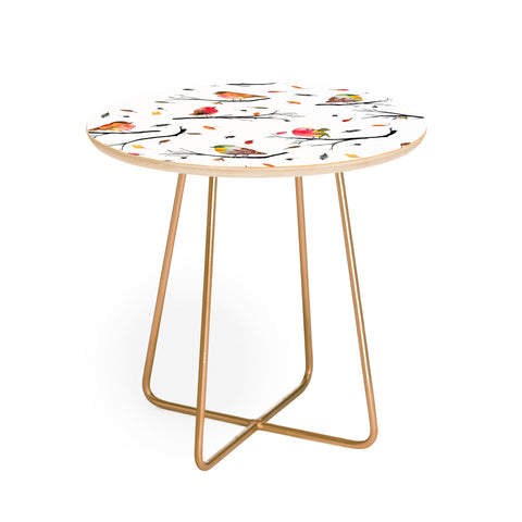 Ninola Design Birds Tree Branches Red Round Side Table