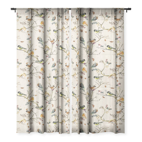 Ninola Design Birds Tree Classic Cottage Sheer Non Repeat
