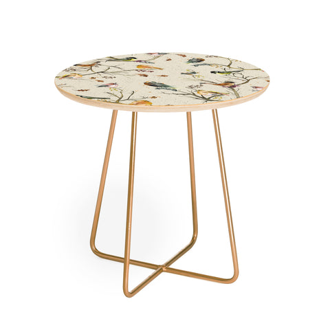 Ninola Design Birds Tree Classic Cottage Round Side Table