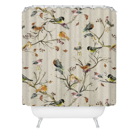 Ninola Design Birds Tree Classic Cottage Shower Curtain
