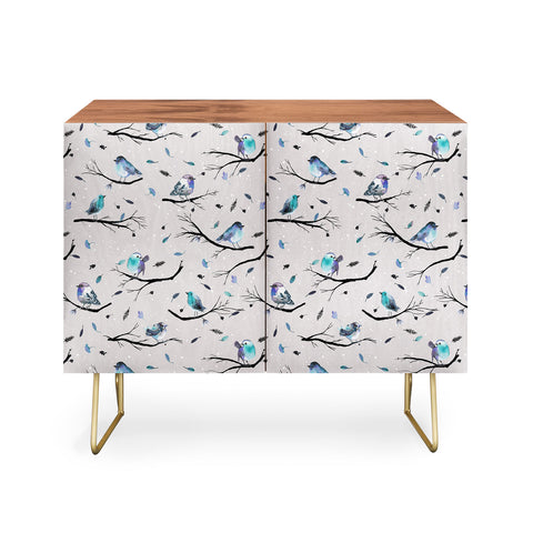 Ninola Design Birds Tree Snow Gray Credenza