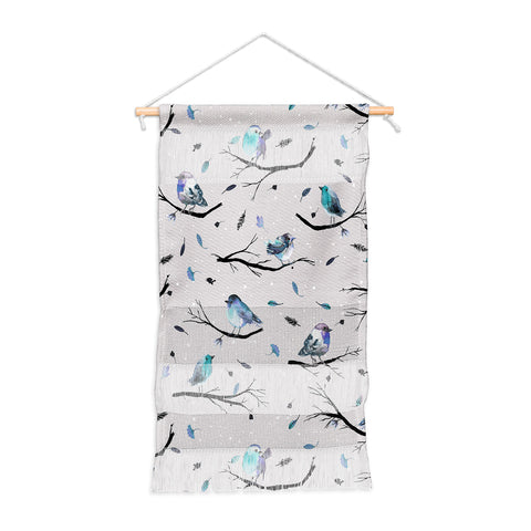 Ninola Design Birds Tree Snow Gray Wall Hanging Portrait