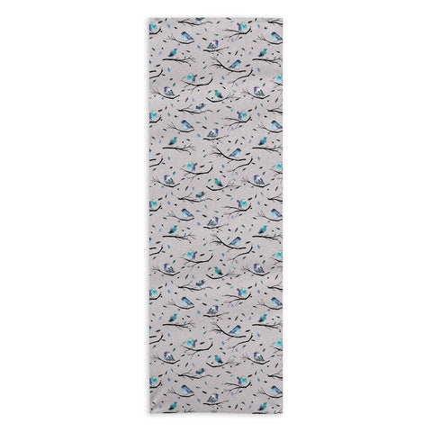 Ninola Design Birds Tree Snow Gray Yoga Towel