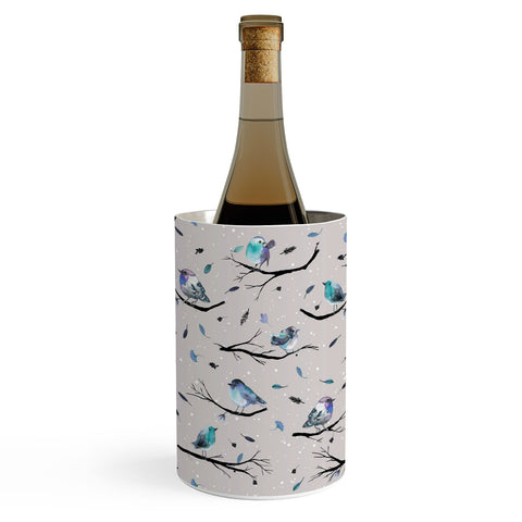 Ninola Design Birds Tree Snow Gray Wine Chiller