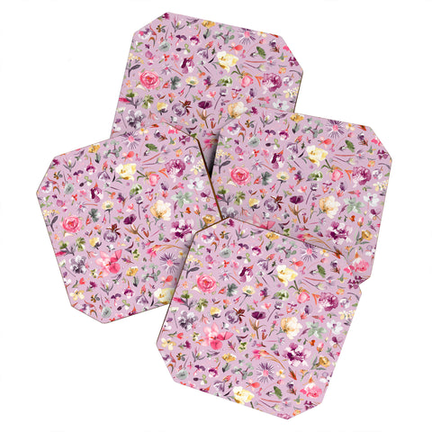 Ninola Design Blooming flowers lilac Coaster Set