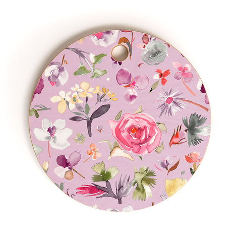 Ninola Design Blooming flowers lilac Cutting Board Round