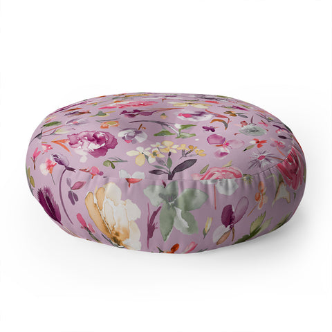 Ninola Design Blooming flowers lilac Floor Pillow Round