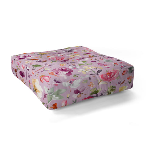 Ninola Design Blooming flowers lilac Floor Pillow Square