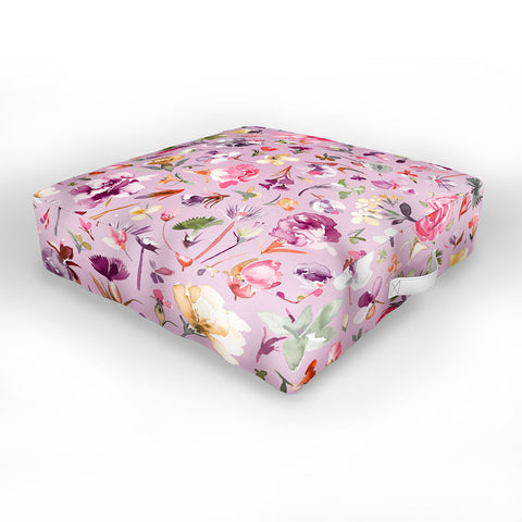 Ninola Design Blooming flowers lilac Outdoor Floor Cushion