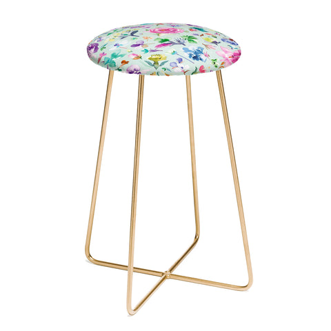 Ninola Design Blooming flowers spring Blue Counter Stool