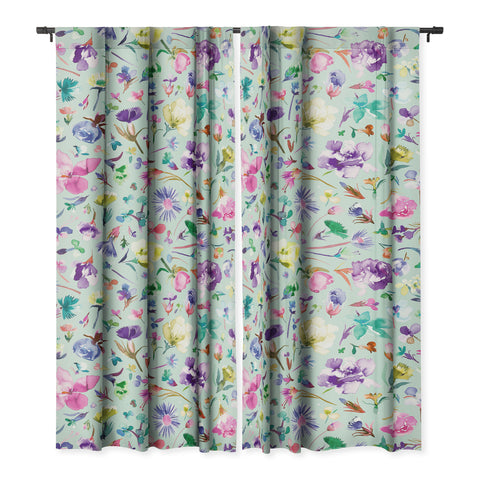 Ninola Design Blooming flowers spring Blue Blackout Non Repeat