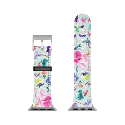 Ninola Design Blooming flowers spring Blue Apple Watch Band