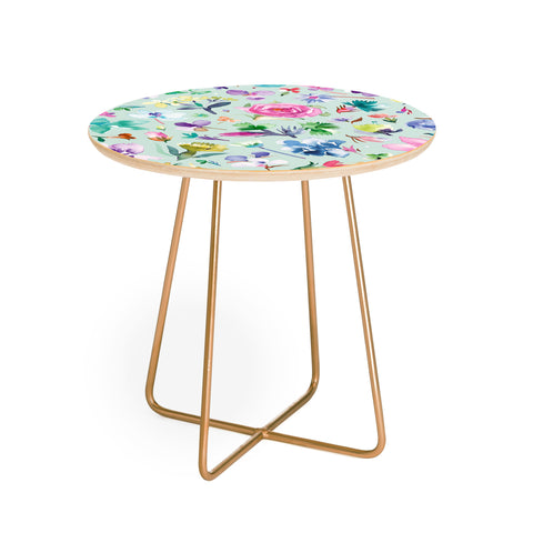 Ninola Design Blooming flowers spring Blue Round Side Table