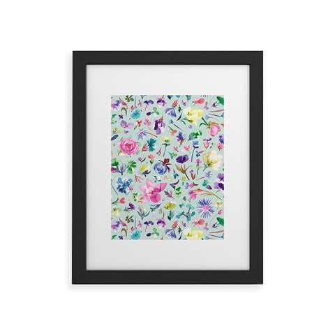 Ninola Design Blooming flowers spring Blue Framed Art Print
